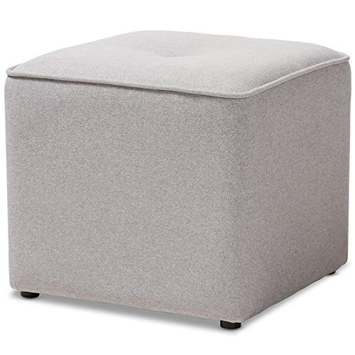 Baxton Studio Corinne 16" Square Ottoman in Light Gray Light Grey