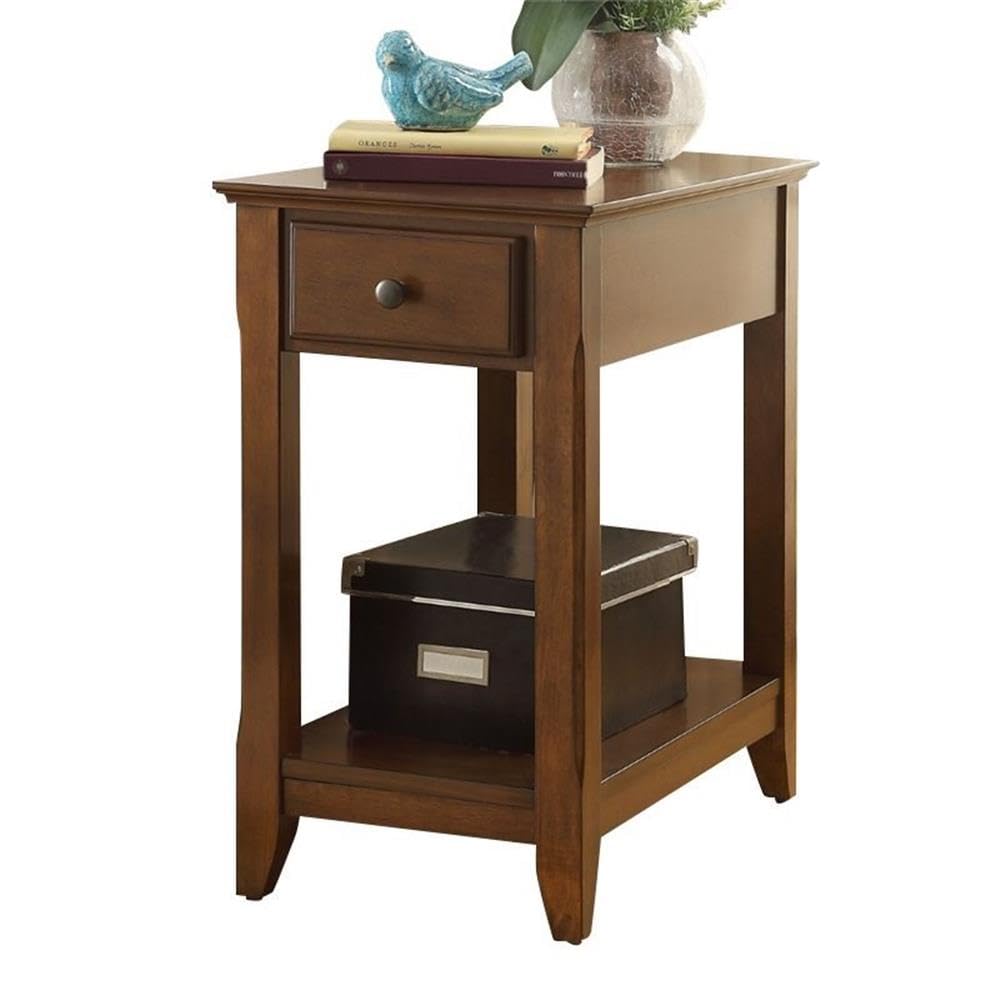 Acme Bertie 1-Drawer Wooden End Table with Bottom Shelf in