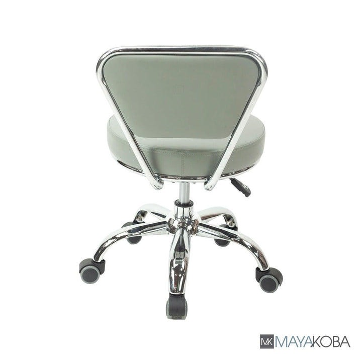 Short Stool Adjustable 13" to 15" Low Rolling Chair with Backrest Storm Grey - Diamond Home USA