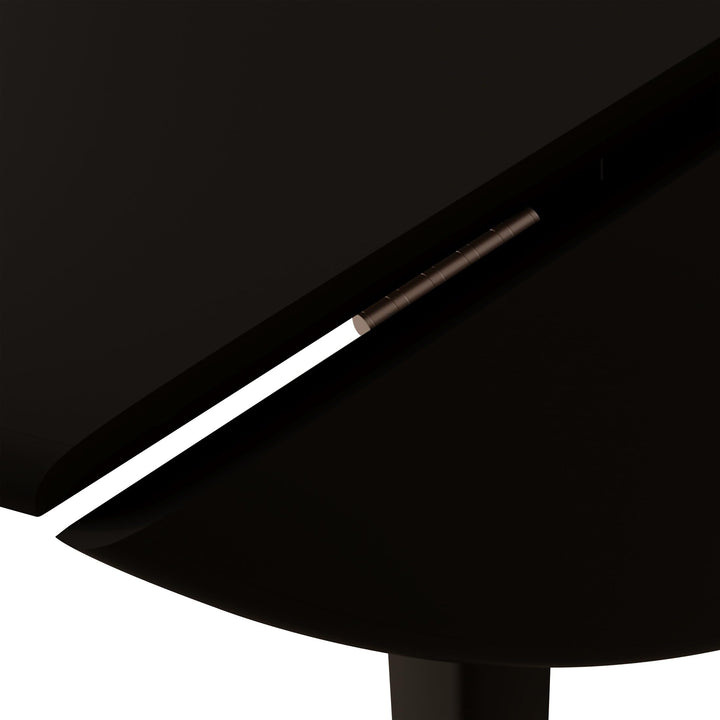 Transitional Drop-Leaf Dining Table Black Farmhouse Round Wood Finish - Diamond Home USA