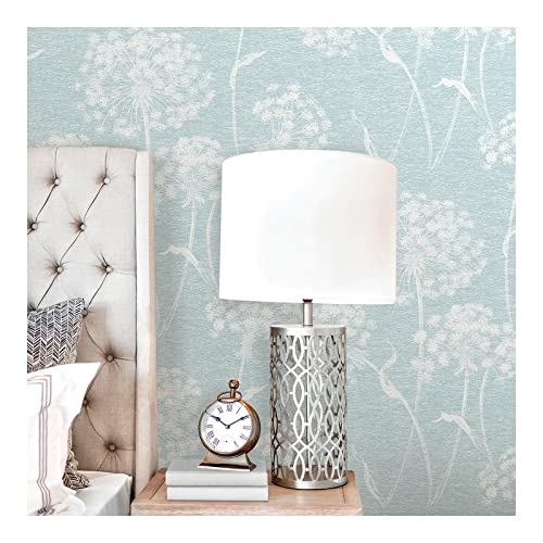 Light Blue Dandelion Wallpaper 20.5 X Nature Modern Contemporary Wildlife - Diamond Home USA