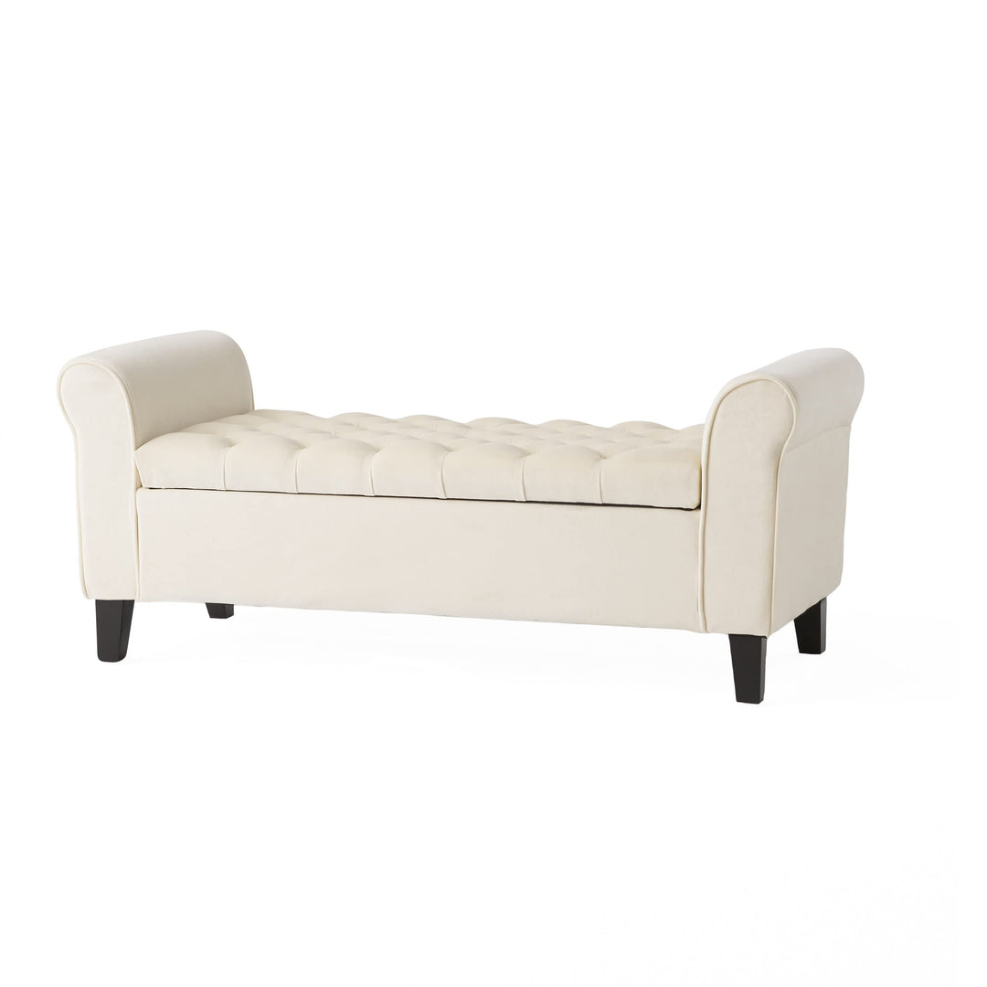 Christopher Knight Home Keiko Velvet Armed Storage Bench Ivory - Diamond Home USA