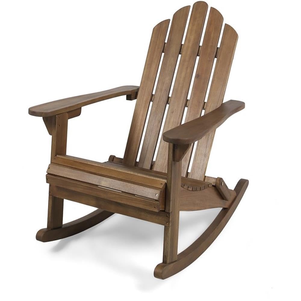 Christopher Knight Home Cara Outdoor Adirondack Acacia Wood Rocking Chair Dark