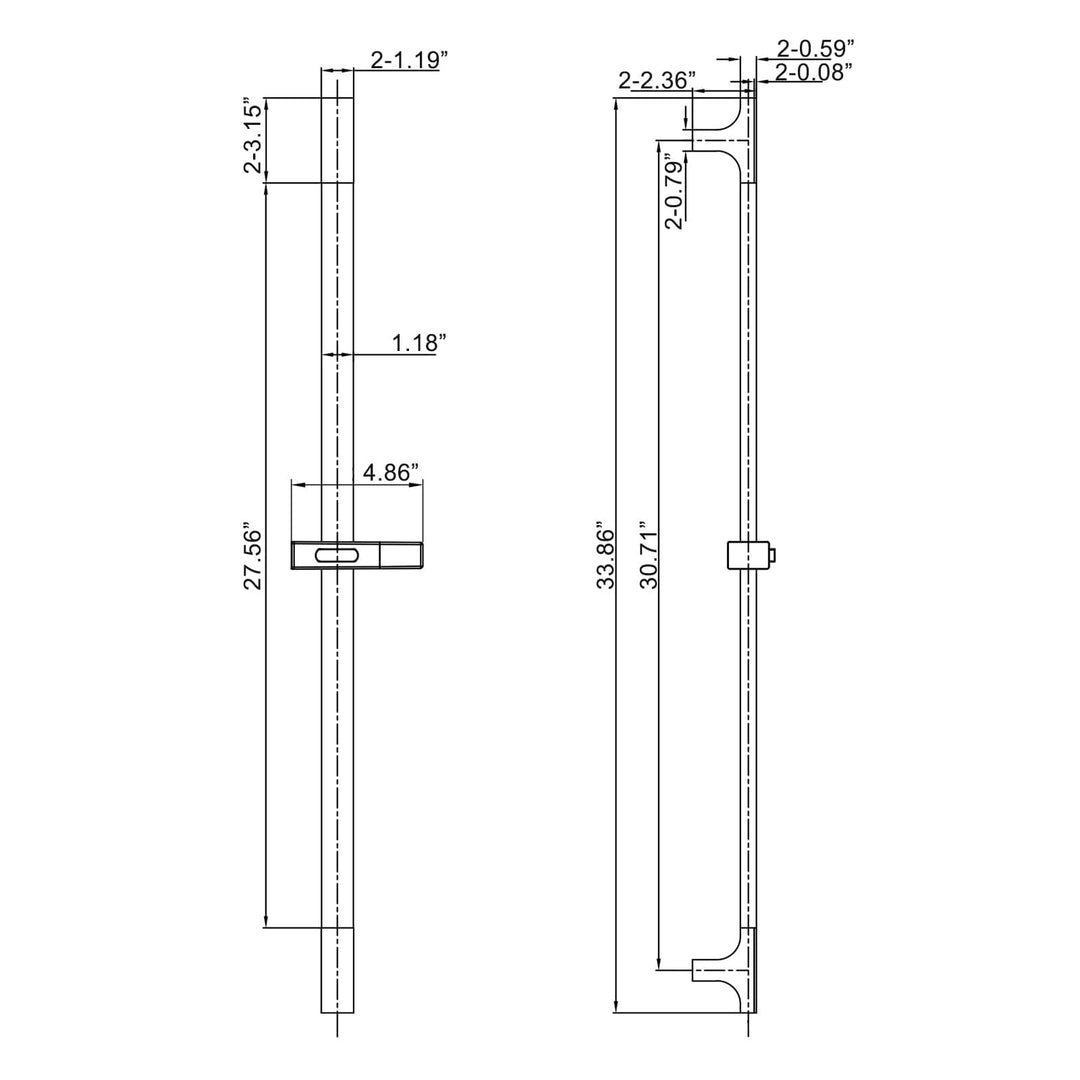 Square 3 Functions Handheld Shower with Slide Bar Black Modern Contemporary - Diamond Home USA