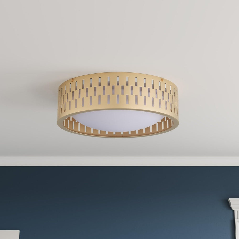 Modern Gold Finish Hollow-Carved Design Flush Mount Led Ceiling Light - Diamond Home USA