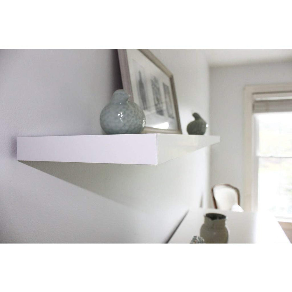 60-inch White Wall Mounted Floating Shelf Children's MDF Wood Glossy Includes - Diamond Home USA