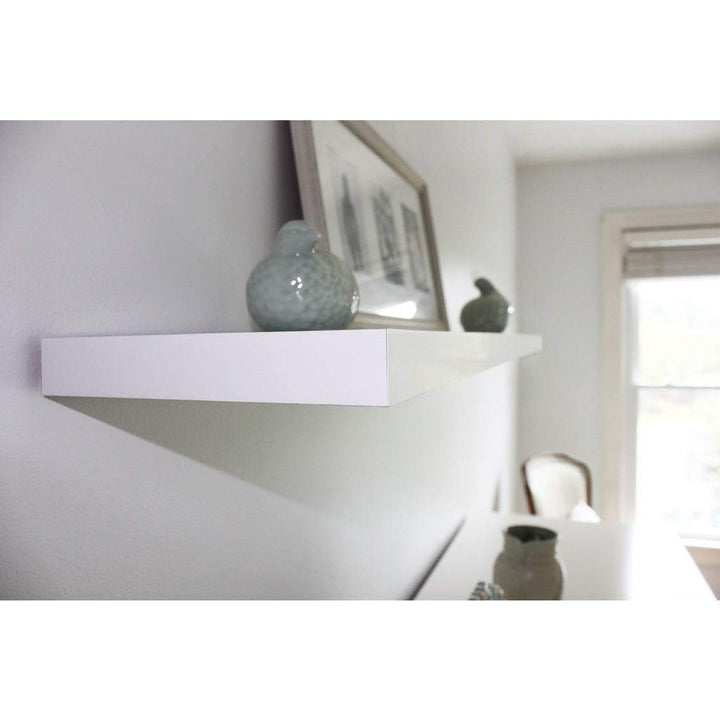 60-inch White Wall Mounted Floating Shelf Children's MDF Wood Glossy Includes - Diamond Home USA