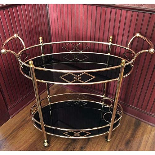 Inspire Q Metropolitan Rose Gold Metal Mobile Bar Cart with Black Glass Top Bold - Diamond Home USA