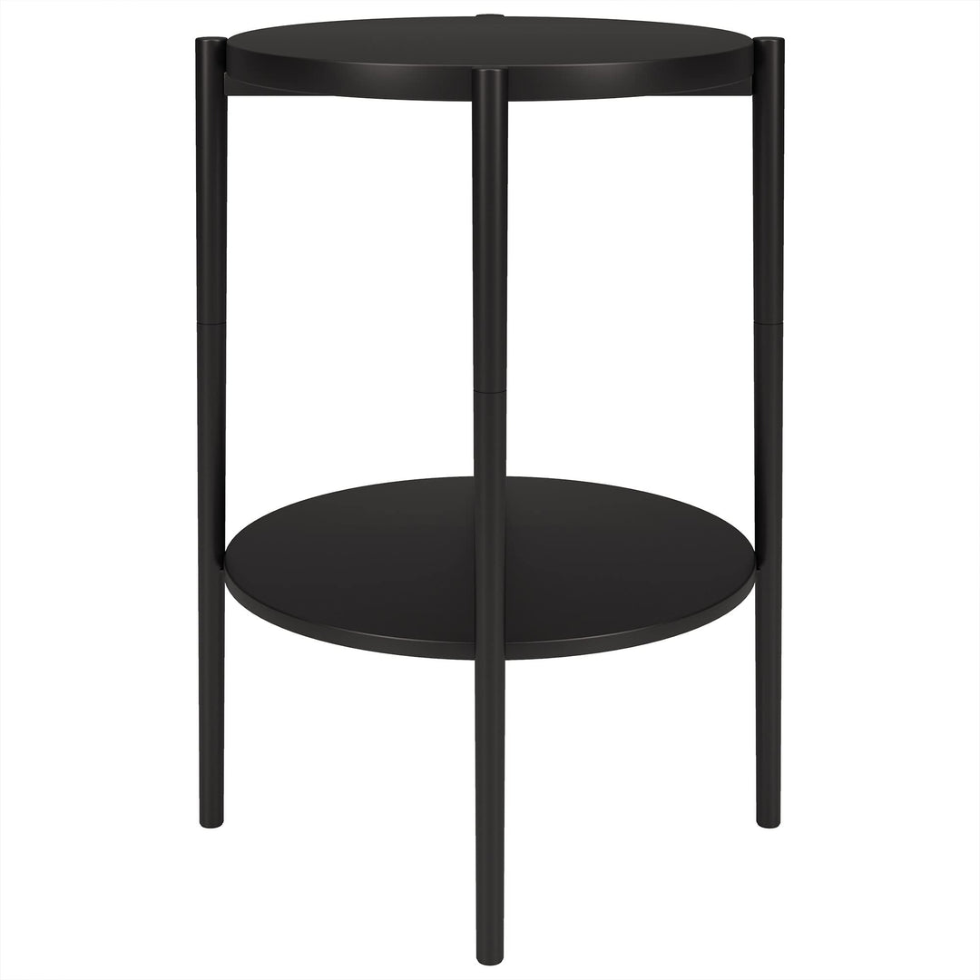 18'' Wide Round Side Table with Metal Shelf Black Modern Contemporary Bronze - Diamond Home USA