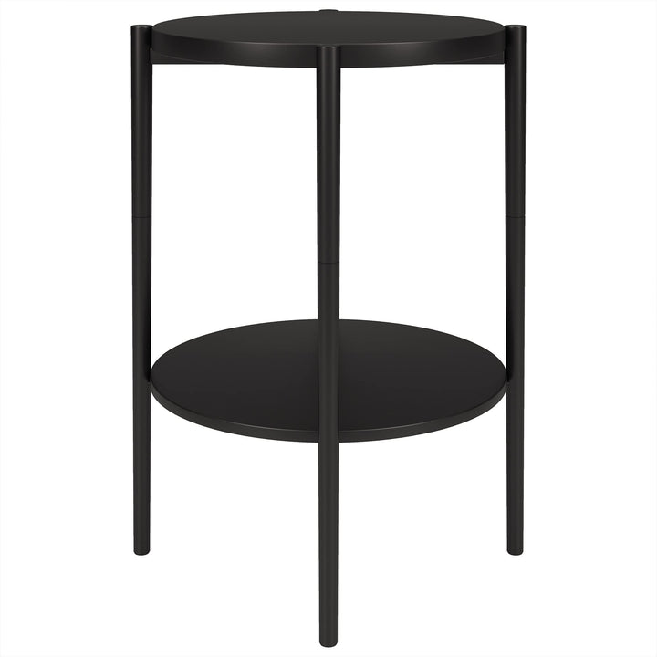 18'' Wide Round Side Table with Metal Shelf Black Modern Contemporary Bronze - Diamond Home USA