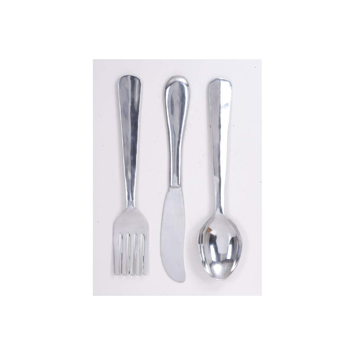Aluminum Utensil Wall Ornaments (Set Of 3) Silver Mid-century Modern Metal
