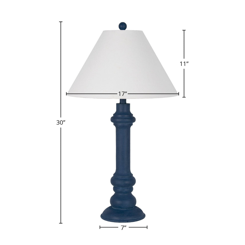 Polyresin 30" Table Lamp with Linen Shade Navy (Set of 2) Blue Traditional - Diamond Home USA