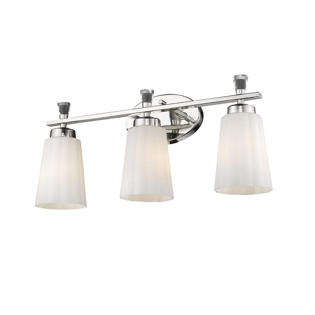 3-light Polished Nickel 21 Inch Bath Vanity Light with Frosted ass Metallic