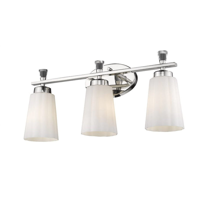 3-light Polished Nickel 21 Inch Bath Vanity Light with Frosted ass Metallic