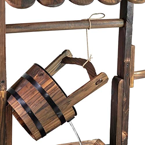 Wood Wishing Well Fountain Brown Rustic - Diamond Home USA
