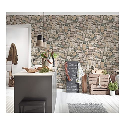 Neutral Natural Stone Wallpaper 20.9 X Grey Farmhouse Paper Washable Gray - Diamond Home USA