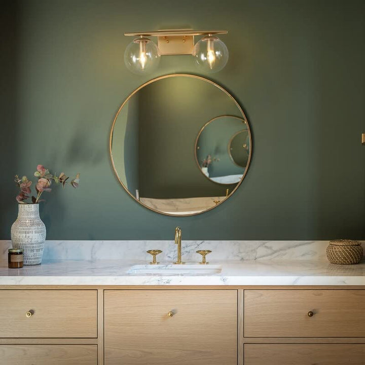 Modern Gold 2-light Bathroom Vanity Light with Glass Globe L 16.5" x W 6.5" x - Diamond Home USA