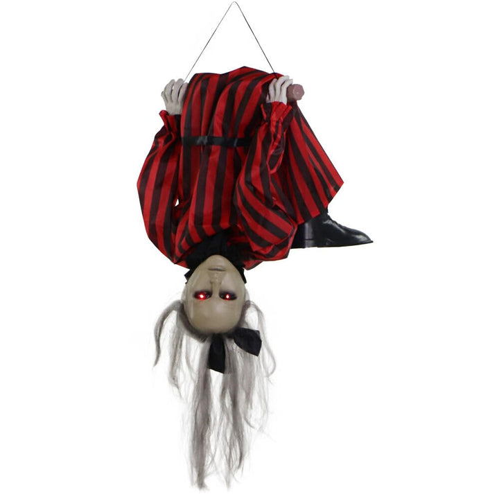 Haunted Hill Farm Upside-Down Zombie Woman Animatronic with Trapeze Sound and