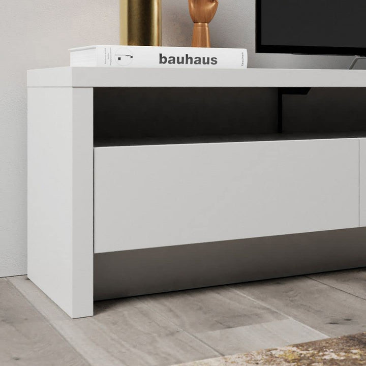 Manhattan Comfort Sylvan TV Stand with 3-Drawers with Open Shelving 84.53 Inch White - Diamond Home USA