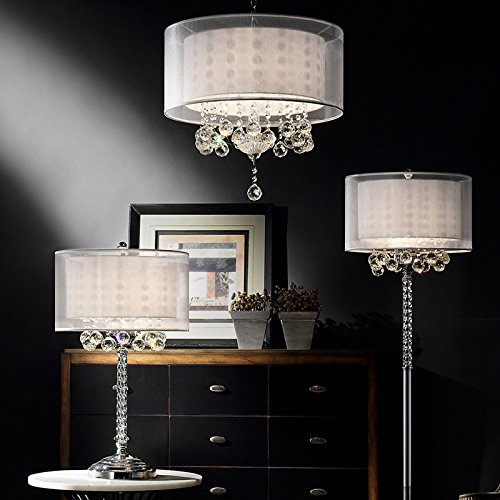 Ore International K-5149T 30" Moiselle Crystal Table Lamp Silver - Diamond Home USA