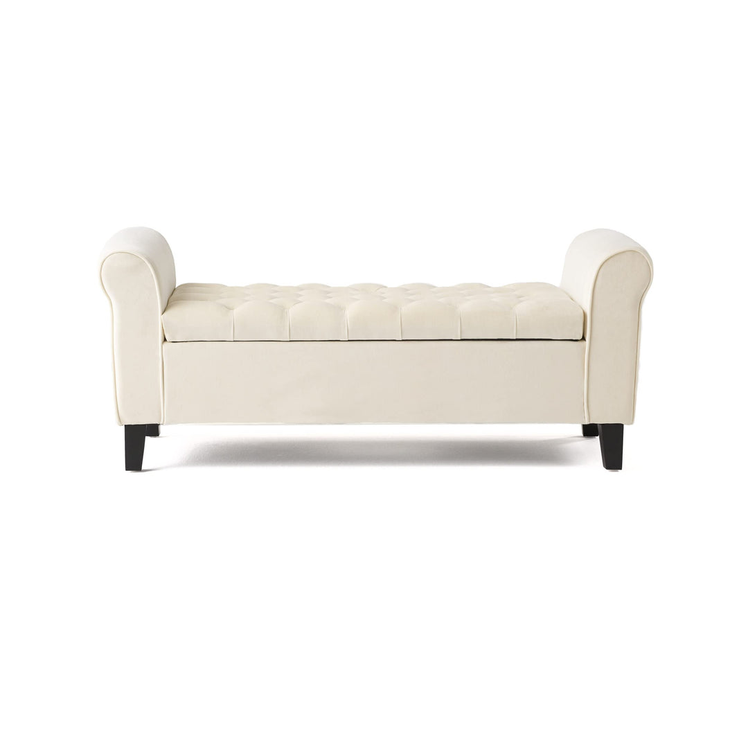 Christopher Knight Home Keiko Velvet Armed Storage Bench Ivory - Diamond Home USA