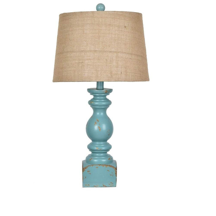 Blue 25-inch Resin Tapered Drum Table Lamp - Nautical Coastal - Diamond Home USA