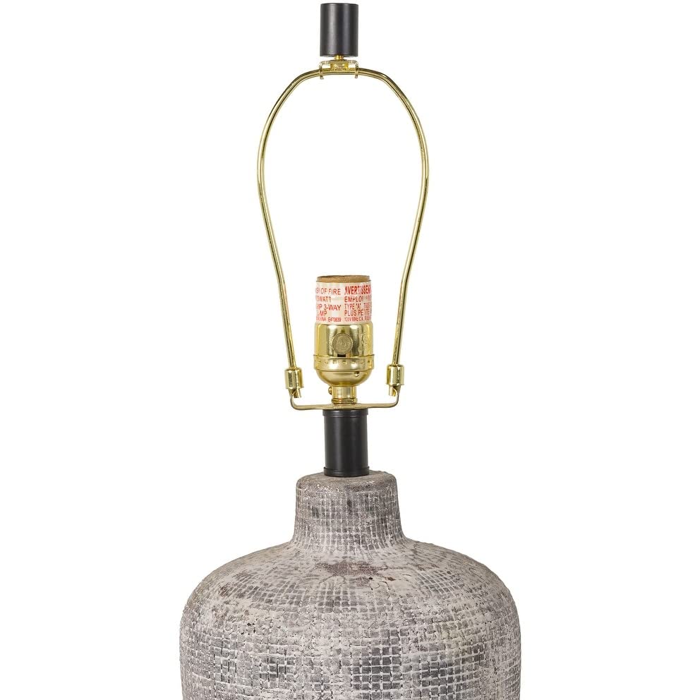 Weathered Ceramic Rustic Table Lamp 25" h X 15" w 15" d Grey Traditional - Diamond Home USA