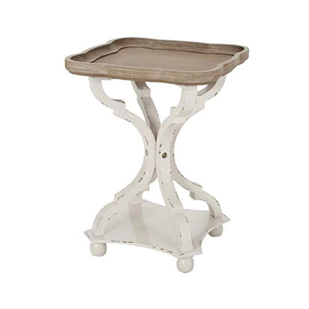 Christopher Knight Home Eudora French Country Accent Table with Square Top Natural + Distressed White