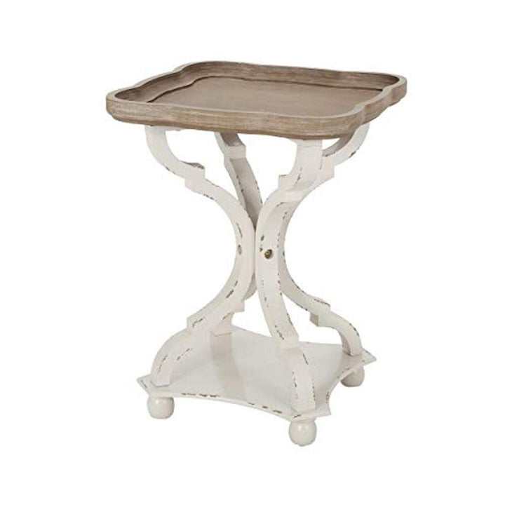 Christopher Knight Home Eudora French Country Accent Table with Square Top Natural + Distressed White
