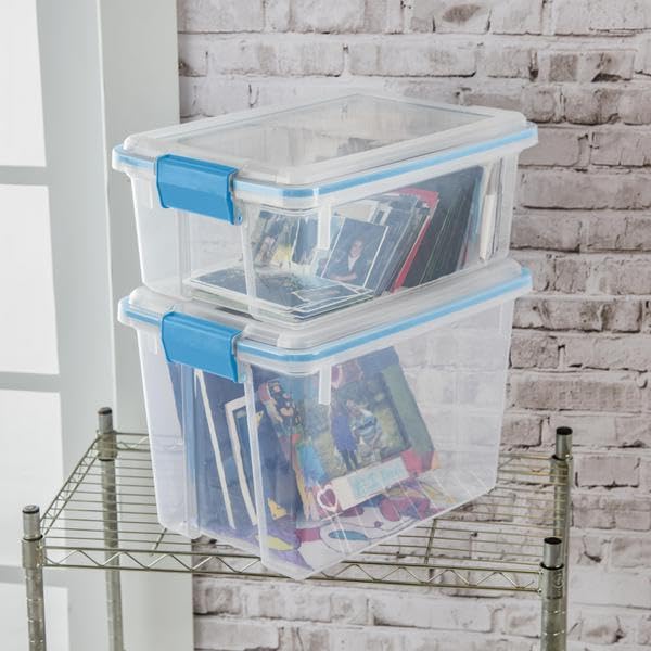 Sterilite 20 Qt Gasket Box Stackable Storage Bin with Latching Lid and Tight - Diamond Home USA