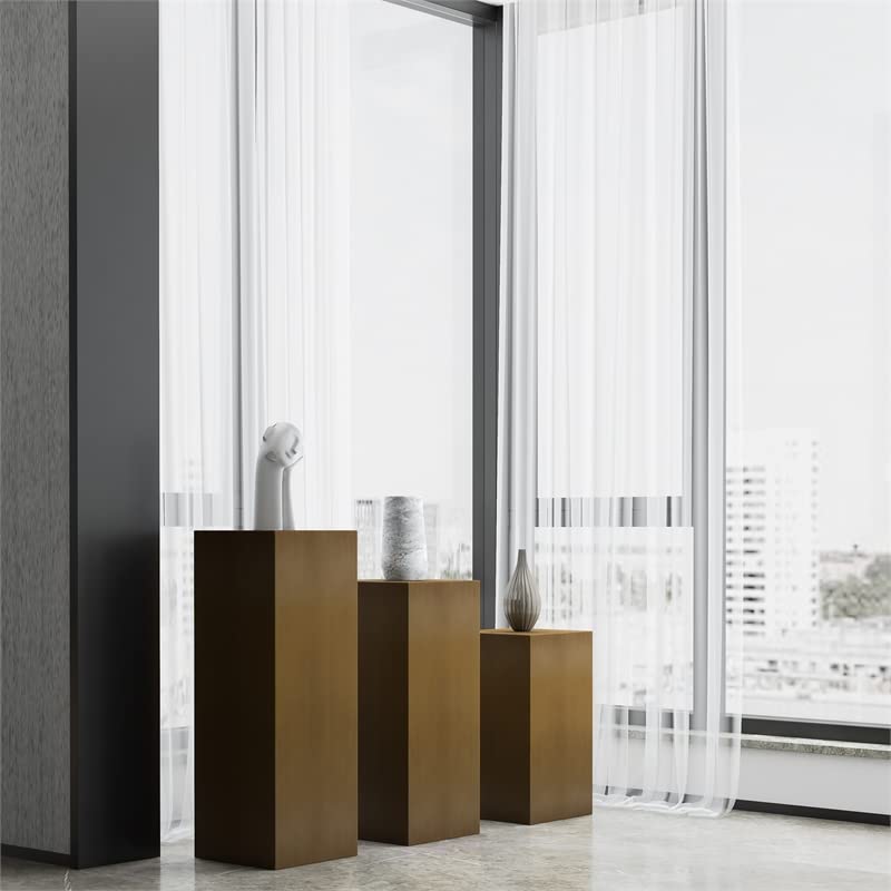 American Home Classic Miami Modern Metal Pedestals in Brushed Brass (Set of 3) - Diamond Home USA