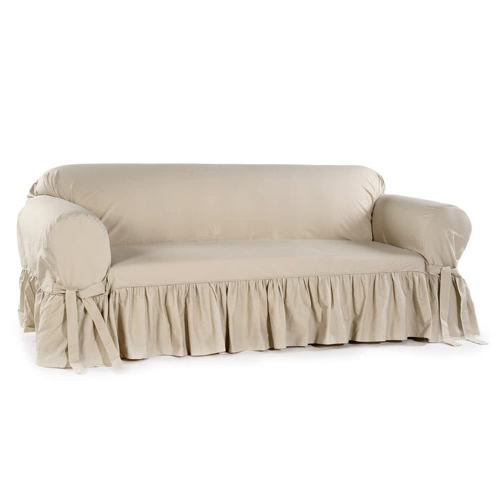Classic Slipcovers Ruffled Cotton Sofa Slipcover Grey - Diamond Home USA