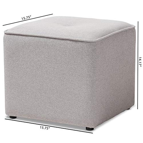 Baxton Studio Corinne 16" Square Ottoman in Light Gray - Diamond Home USA