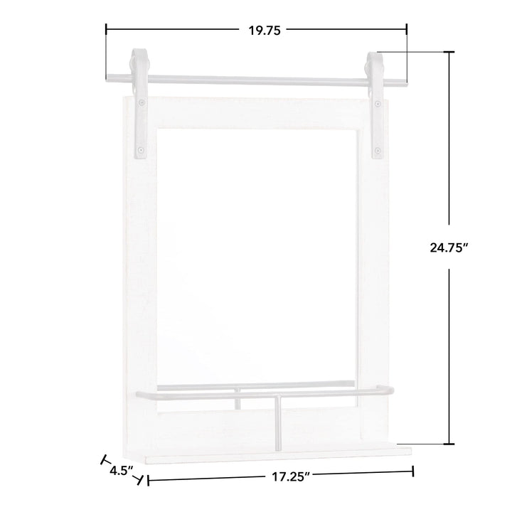 FirsTime & Co. Rustic Ivywood Barn Door Wall Mirror With Shelf Vintage