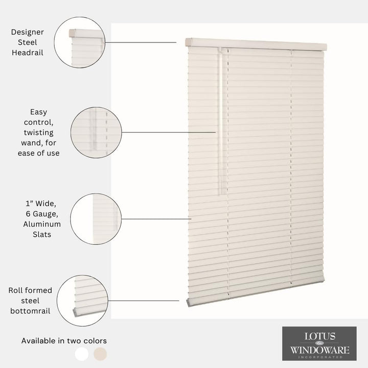 1" Cordless Aluminum Blind Alabaster