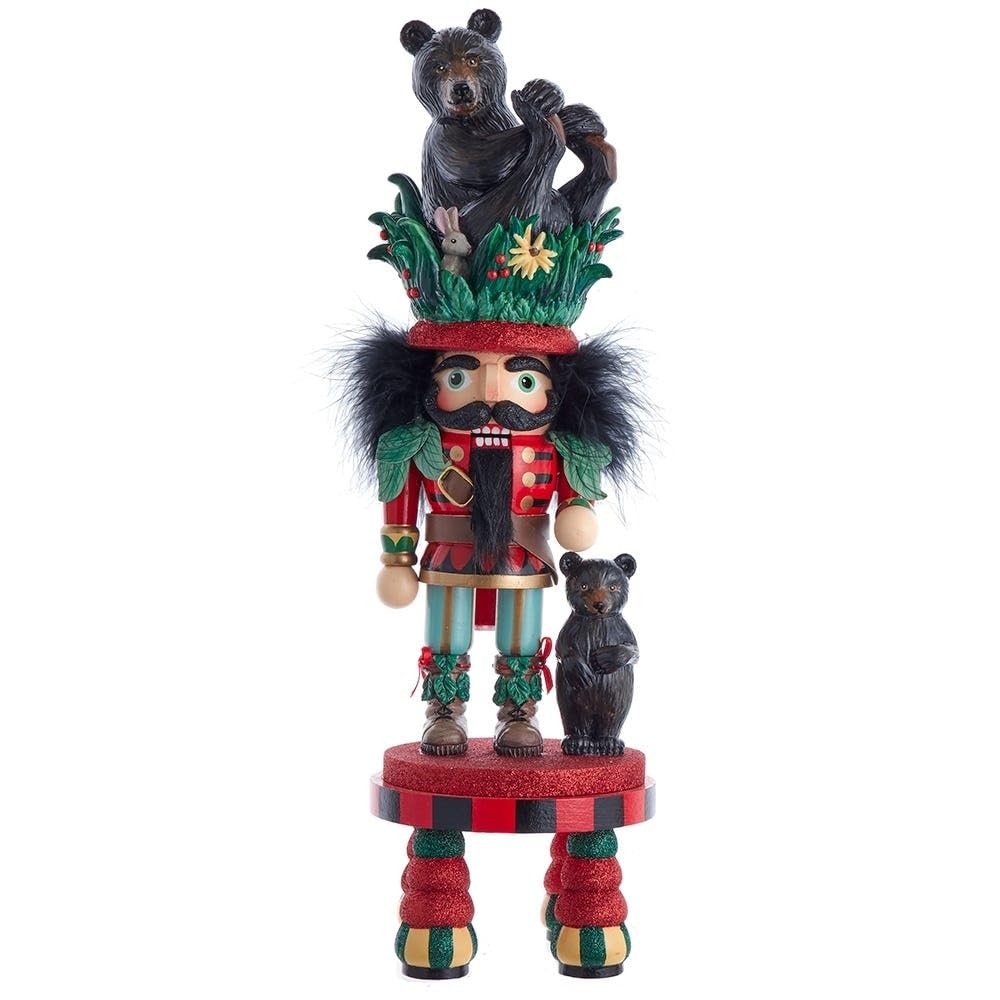 18-inch Hollywood Black Bear Hat Nutcracker Multicolor