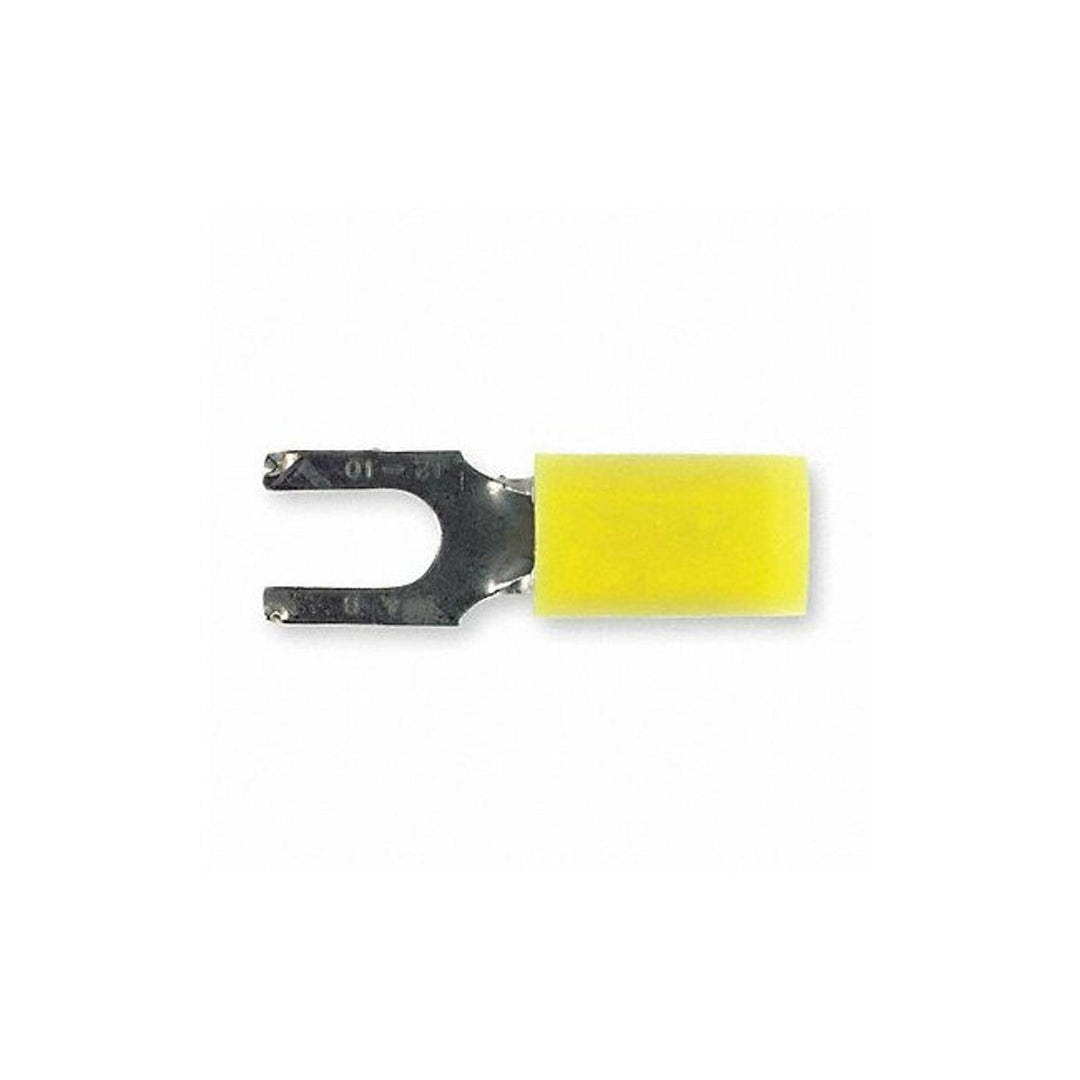 Sta-Kon Fork Terminal Yellow Nylon Overlapped Seam 12 to 10 AWG 50 PK - RC10-10F