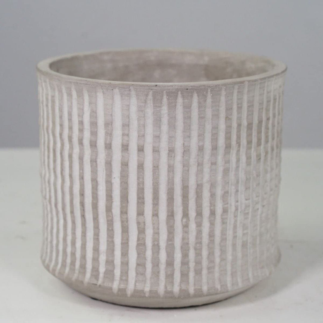 White-Washed Look Ribbed Planter Multi Color Cement