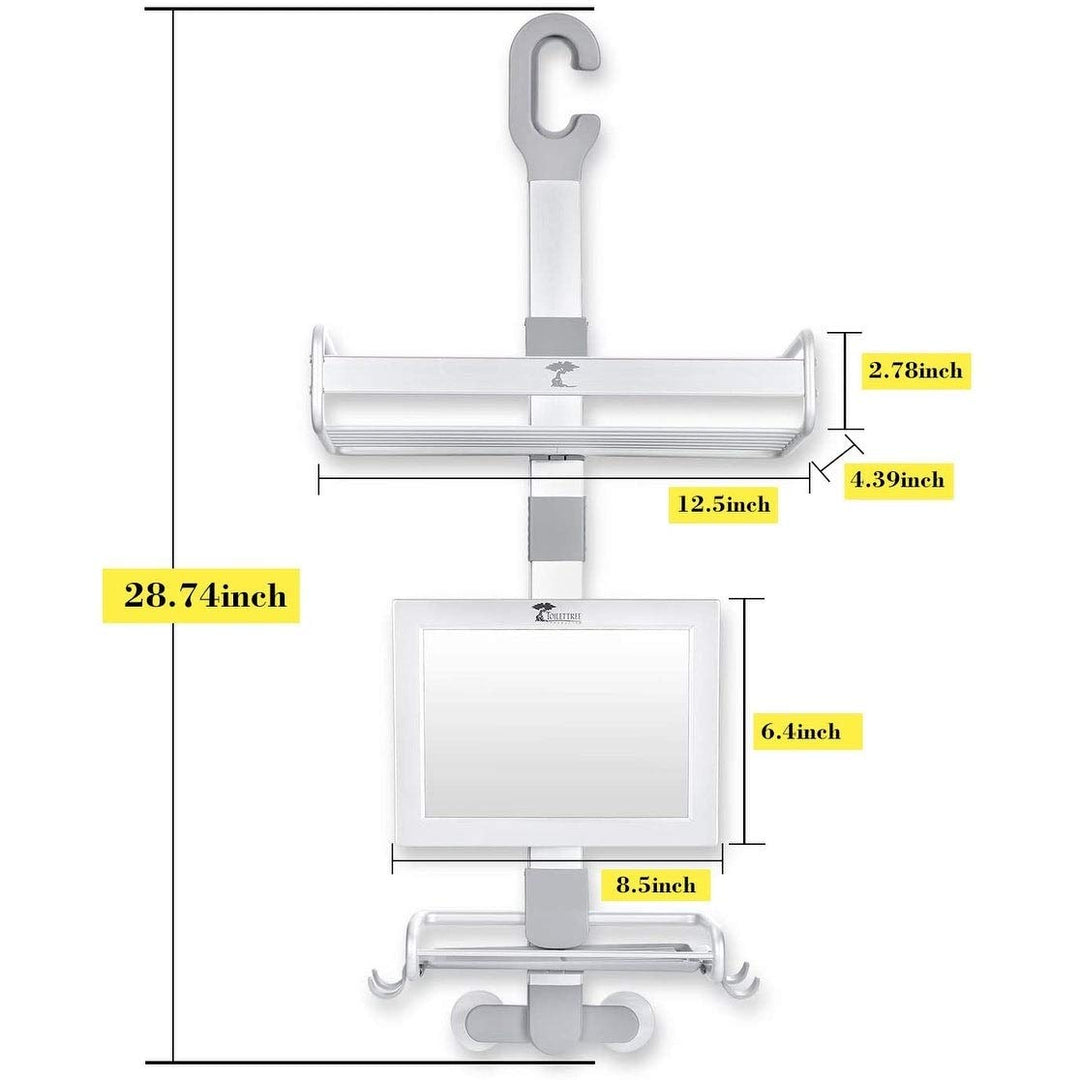 Rustproof Shower and Bath Caddy with Fogless Bathroom Mirror Squeegee Black - Diamond Home USA