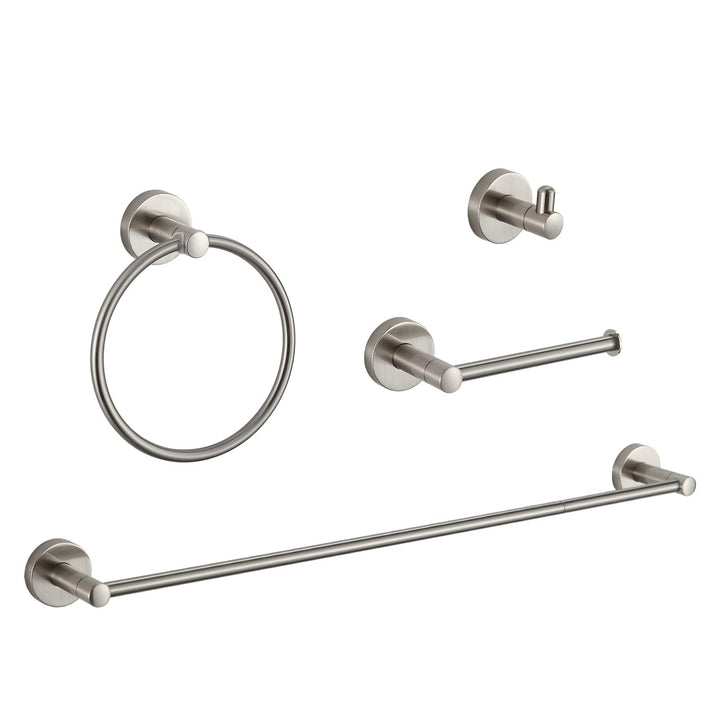 Bathroom Hardware Set Brushed Nickel 4-Pieces Silver Metal Finish Rust Resistant