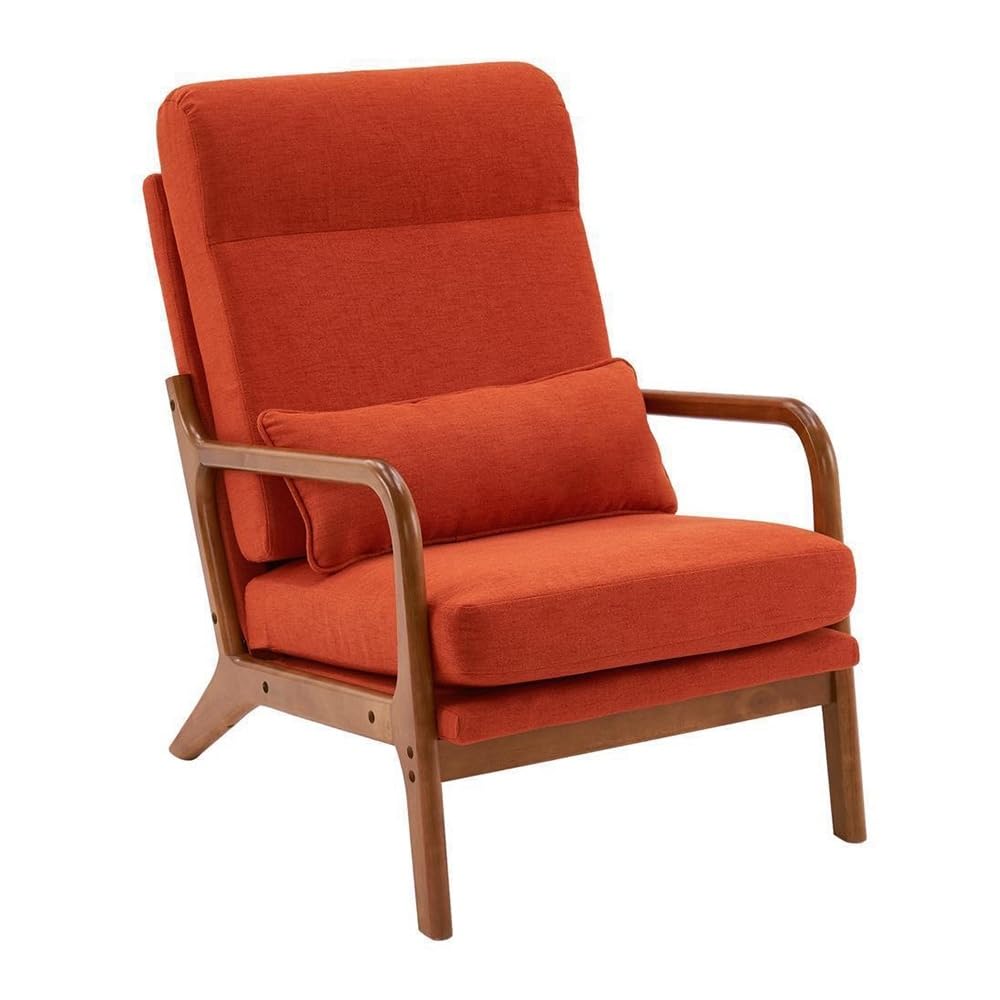 Modern Accent Chair Single Sofa Upholstered High Back Linen Orange 34.6" X 36.6" - Diamond Home USA