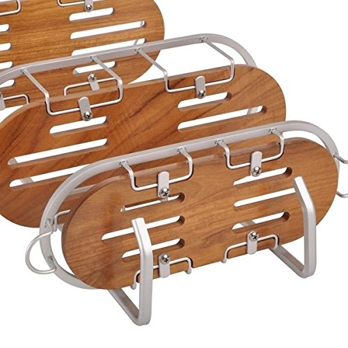 Tia Large Over the Showerhead Rustproof Shower Caddy Teak Shelves - Diamond Home USA