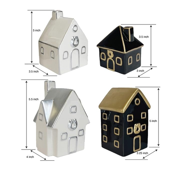 Ceramic Christmas Village Set of 4 Christmas Village Houses Ceramic - Diamond Home USA