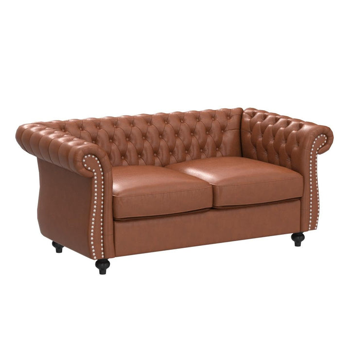 Christopher Knight Home Lucine Traditional Chesterfield Loveseat Cognac Brown - Diamond Home USA