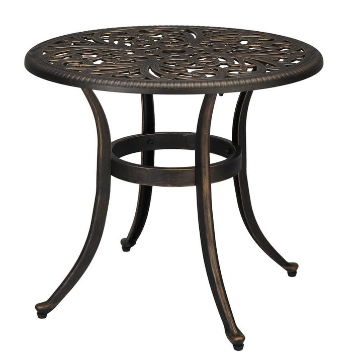 Patio 23.6" Cast Dining Table Round Metal Finish Weather Resistant Bronze - Diamond Home USA