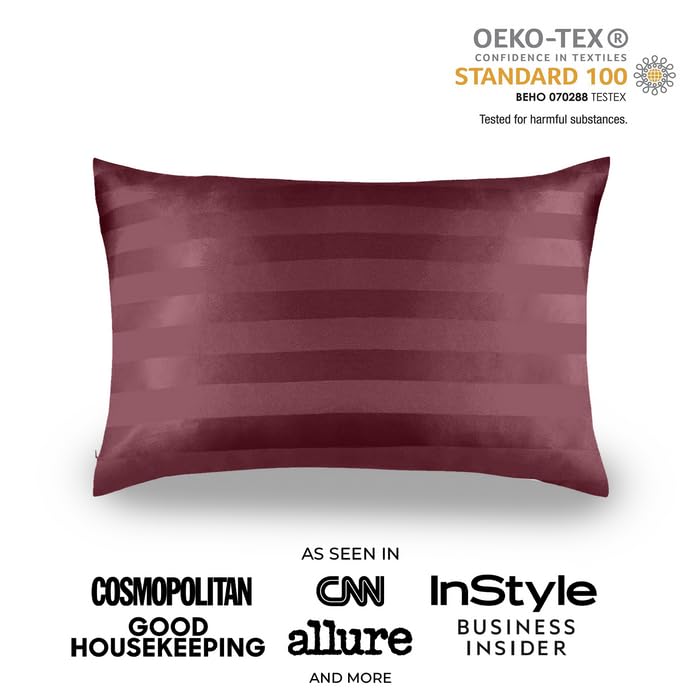 MYK Pure Natural Mulberry Silk Pillowcase 19 Momme with Both Sides Silk for Hair Red - Standard - Diamond Home USA