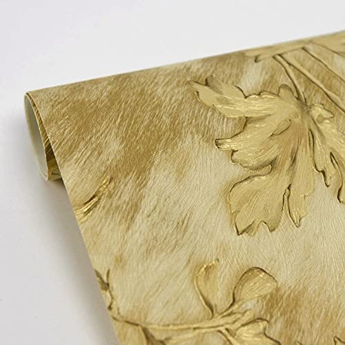 Gold Cow Leaves Wallpaper 21in X Animal Print Wildlife Vinyl Washable - Diamond Home USA