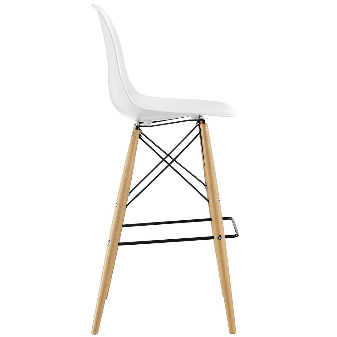 Modway Pyramid Mid-Century Modern Two Bar Stools with Natural Wood Legs in White - Diamond Home USA