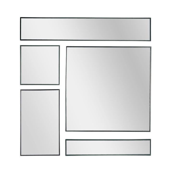 Black Metal Framed 5 Piece Accent Mirror Variety Set Modern Contemporary - Diamond Home USA