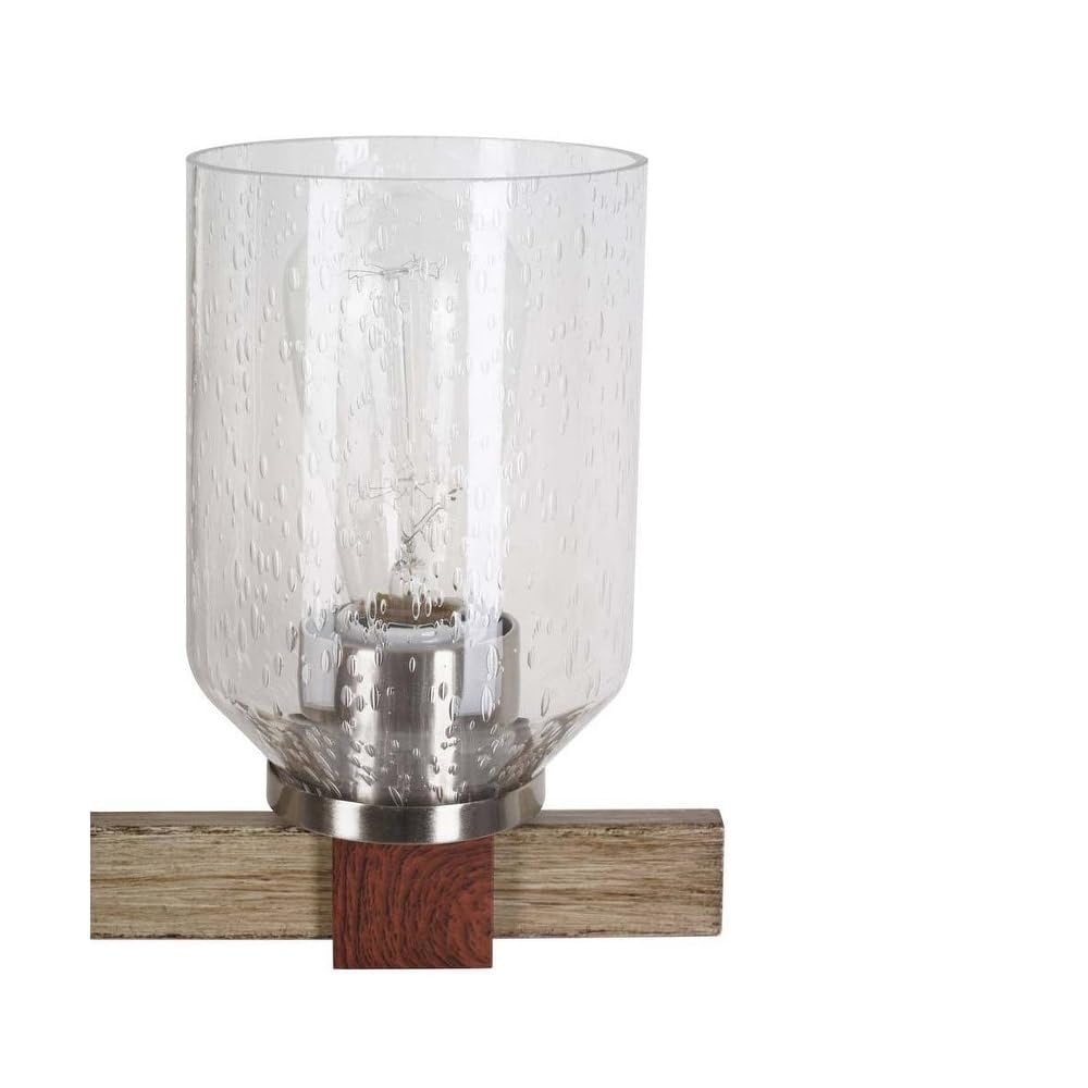27" w 3-light Bath Vanity Light Fixture; Brushed Nickel Walnut Wood Accents - Diamond Home USA